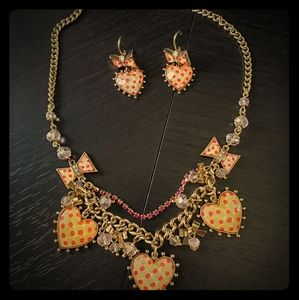 Betsey Johnson Polka Dot Heart Set
